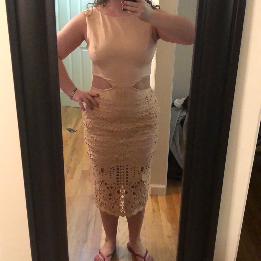 GORGEOUS cream crochet midi dress size L